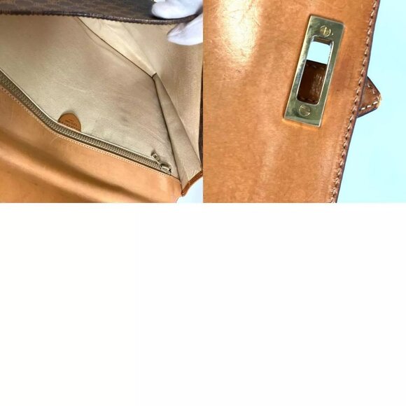 CELINE Macadam vintage Hand Bag document bag Business bag PVC/Leather Brown - Picture 13 of 14